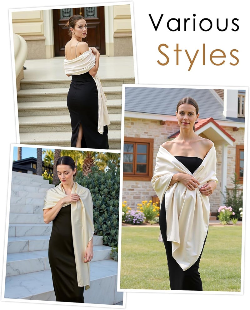 Sofier Satin Shawl Wraps for Women Evening Dresses Wedding Bridal Party Silky Scarf Formal Cover Up Bridesmaid Gifts - Image 4